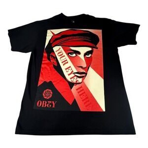 OBEY‎ Graphic T-Shirt Your Eyes Here Propaganda Art Black Tee L